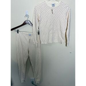 Old Navy Cream Floral Thermal Pajama Set Womens XS Cozy Sleepwear NWT Lounge